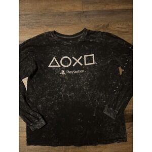 Sony playstation Shirt Long Sleeve T-shirt Graphic Large‎ Acid Wash